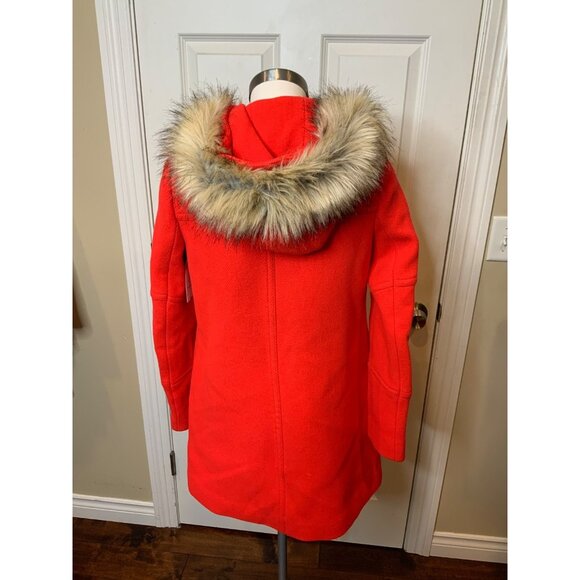 J. C Red Chateau Parka Stadium Cloth Nello Gori Faux Fur Hood Coat, Size 0 - Picture 6 of 8